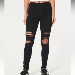 Hollister High Rise Ripped Black Super Skinny Jeans Women’s Size 13R